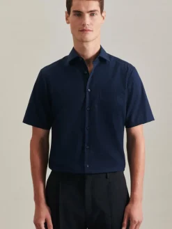 Seidensticker Hemden<Herren Business Hemd - Regular Kurzarm blau uni