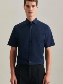 Seidensticker Hemden<Herren Business Hemd - Regular Kurzarm blau uni