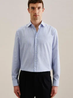 Seidensticker Hemden<Herren Business Hemd - Regular 1/1 blau gestreift