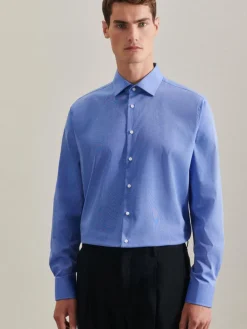 Seidensticker Hemden<Herren Business Hemd - Shaped 1/1 blau uni