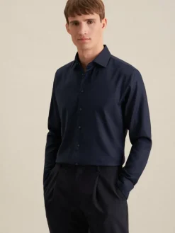 Seidensticker Hemden<Herren Business Hemd - Shaped Langarm blau uni
