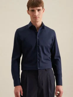 Seidensticker Hemden<Herren Business Hemd - Shaped 1/1 Extra lang blau uni