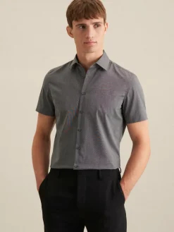 Seidensticker Hemden<Herren Business Hemd - Shaped Kurzarm grau uni