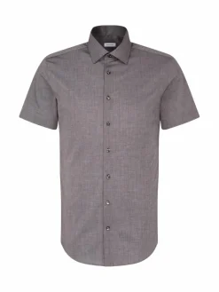 Seidensticker Hemden<Herren Business Hemd - Shaped Kurzarm grau uni