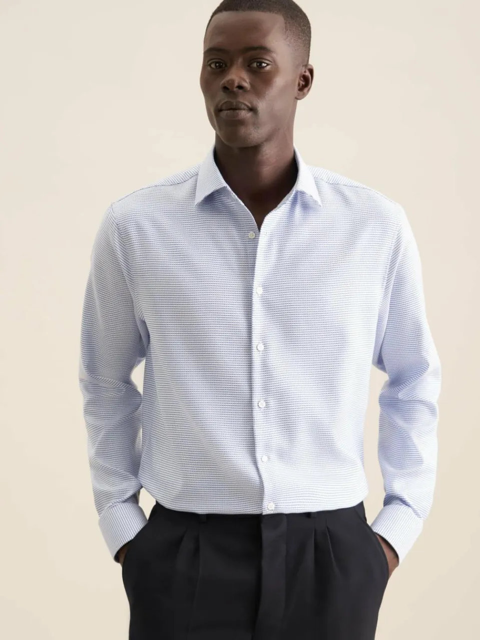 Seidensticker Hemden<Herren Business Hemd - Shaped Langarm hellblau strukturiert