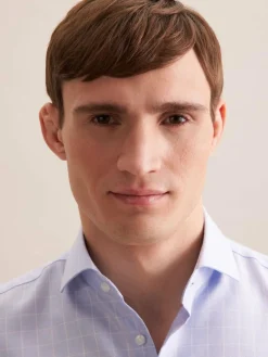 Seidensticker Hemden<Herren Business Hemd - Slim Langarm blau kariert