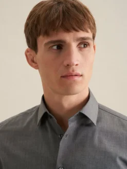 Seidensticker Hemden<Herren Business Hemd - Slim 1/1 grau uni