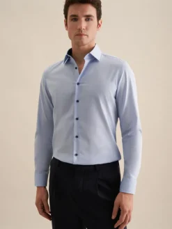 Seidensticker Hemden<Herren Business Hemd - Slim 1/1 Extra lang blau uni