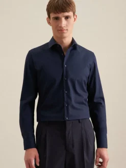 Seidensticker Hemden<Herren Business Hemd - Slim 1/1 Extra lang blau uni