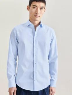 Seidensticker Hemden<Herren Business Hemd - Slim Langarm blau uni