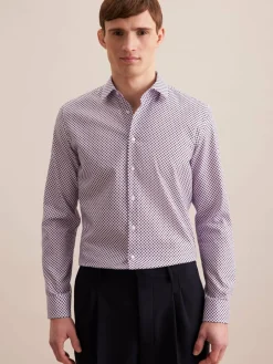 Seidensticker Hemden<Herren Business Hemd - Slim 1/1 flieder bedruckt