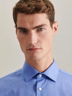 Seidensticker Hemden<Herren Business Hemd - Slim Kurzarm blau uni