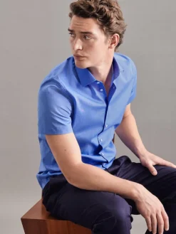 Seidensticker Hemden<Herren Business Hemd - Slim Kurzarm blau uni