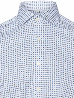 OLYMP Level Five Hemden<Herren Businesshemd weiß blau gemustert