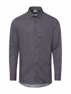 OLYMP Level Five Hemden<Herren Businesshemd marine gemustert