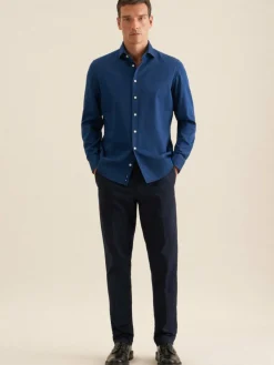 Seidensticker Hemden<Herren Denimhemd - Slim 1/1 blau uni