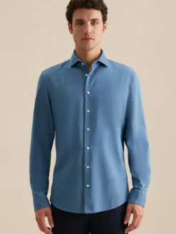 Seidensticker Hemden<Herren Denimhemd - Slim 1/1 blau uni
