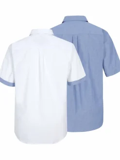 Jan Vanderstorm Hemden<Herren Doppelpack Hemd - EVIN weiß blau uni