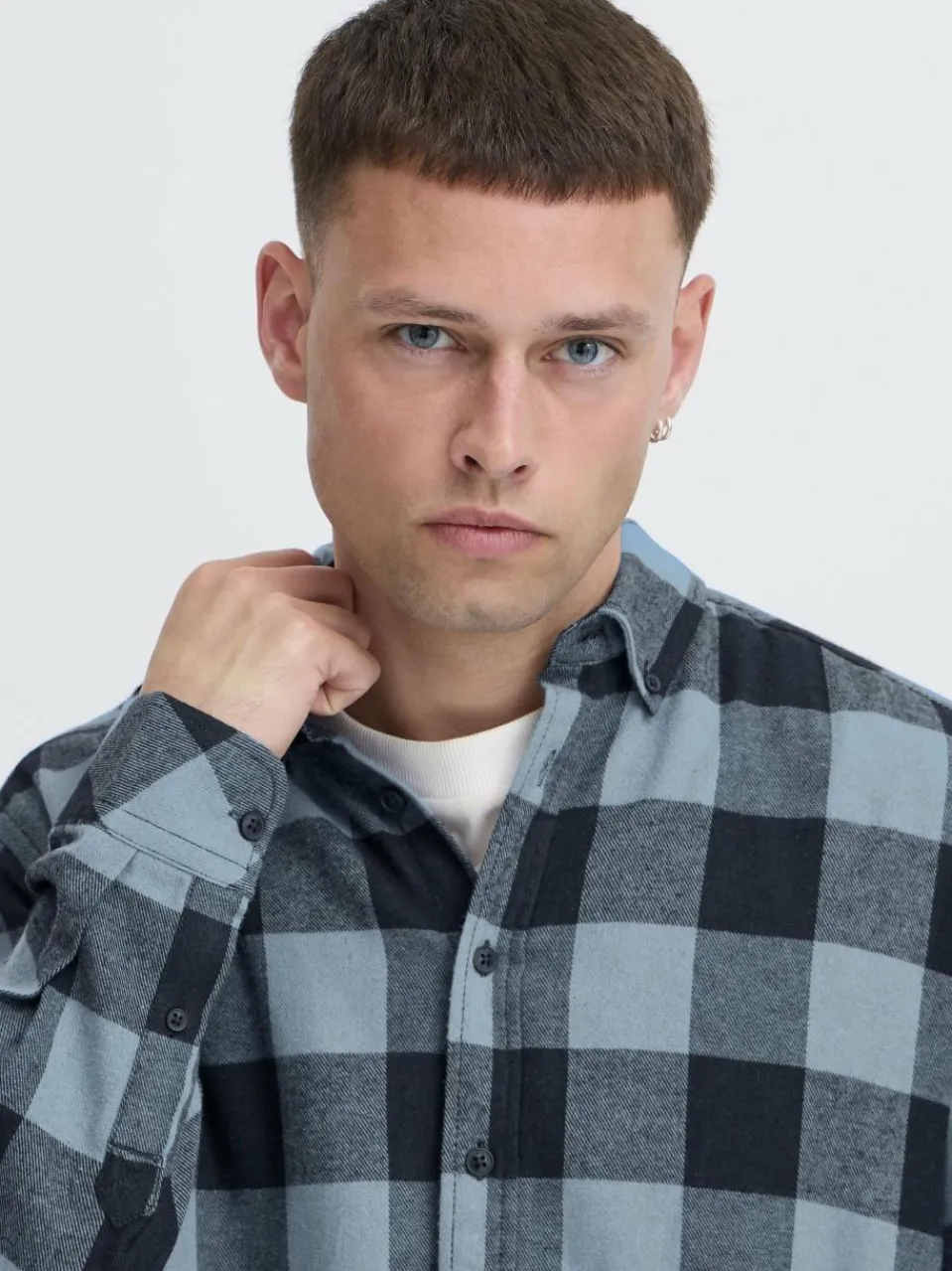 BLEND Hemden<Herren Flanellhemd - BHBUSTER blau kariert