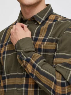 Solid Hemden<Herren Flanellhemd - SDBrandt oliv kariert