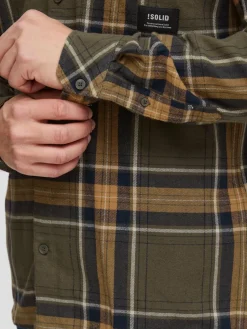Solid Hemden<Herren Flanellhemd - SDBrandt oliv kariert