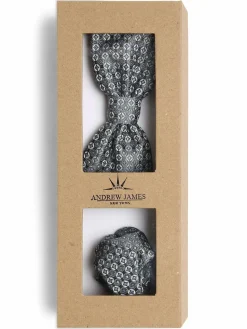 Andrew James New York Krawatten & Fliegen<Herren Fliege und Einstecktuch aus Seide grün gemustert