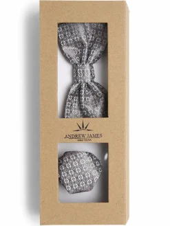 Andrew James New York Krawatten & Fliegen<Herren Fliege und Einstecktuch aus Seide taupe gemustert