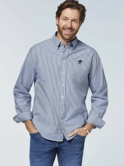 Polo Sylt Hemden<Herren Hemd marine weiß gestreift