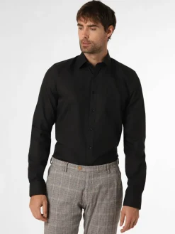 Finshley & Harding Hemden<Herren Hemd - Bügelleicht - Extralange Ärmel schwarz uni