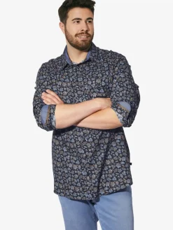 Charles Colby Hemden<Herren Hemd - DUKE CASPIAT blau bedruckt