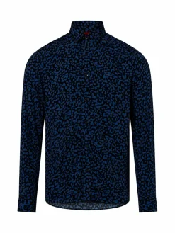 HUGO Hemden<Herren Hemd - Emero blau schwarz gemustert