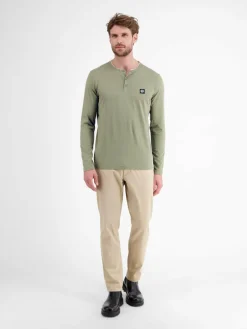 LERROS Shirts<Herren Henleyshirt oliv uni