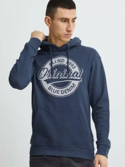BLEND Sweatshirts & Sweatjacken<Herren Hoodie blau bedruckt
