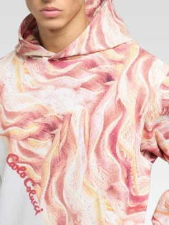 Carlo Colucci Sweatshirts & Sweatjacken<Herren Hoodie ohne Reißverschluss - Draicchio orange gemustert