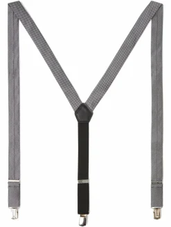 OLYMP Level Five Gürtel & Hosenträger<Herren Hosenträger aus Seiden-Mix mit Leder-Anteil anthrazit silber gemustert