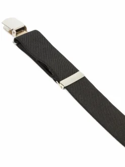 OLYMP Level Five Gürtel & Hosenträger<Herren Hosenträger aus Seiden-Mix mit Leder-Anteil anthrazit silber gemustert