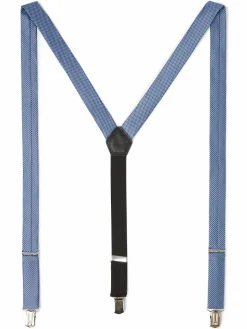 OLYMP Level Five Gürtel & Hosenträger<Herren Hosenträger aus Seiden-Mix mit Leder-Anteil hellblau marine gemustert