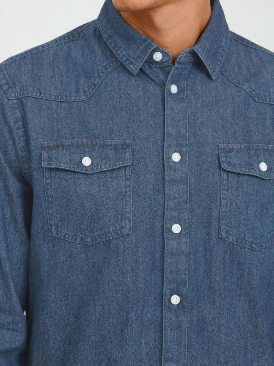 BLEND Hemden<Herren Jeanshemd - BHNANTES dark stone uni