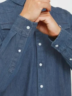 BLEND Hemden<Herren Jeanshemd - BHNANTES dark stone uni