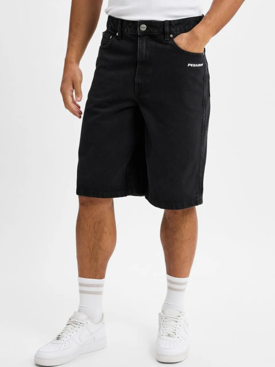 PEGADOR Jeans<Herren Jeansshorts - KOLAR JORTS schwarz uni