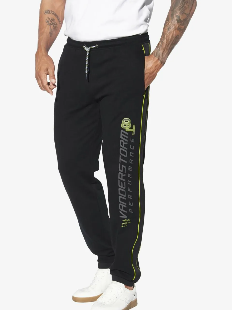 Jan Vanderstorm Hosen<Herren Jogginghose - ROLFSTAD schwarz bedruckt