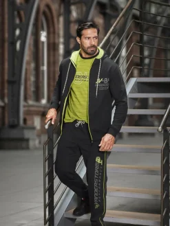 Jan Vanderstorm Hosen<Herren Jogginghose - ROLFSTAD schwarz bedruckt