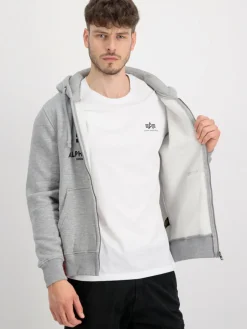 Alpha Industries Sweatshirts & Sweatjacken<Herren Kapuzenjacke grau bedruckt