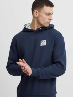 BLEND Sweatshirts & Sweatjacken<Herren Kapuzenpullover blau gemustert