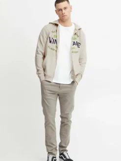 BLEND Sweatshirts & Sweatjacken<Herren Kapuzensweatjacke beige bedruckt
