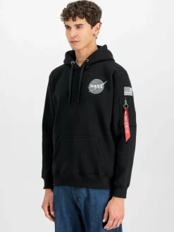 Alpha Industries Sweatshirts & Sweatjacken<Herren Kapuzensweatshirt schwarz bedruckt