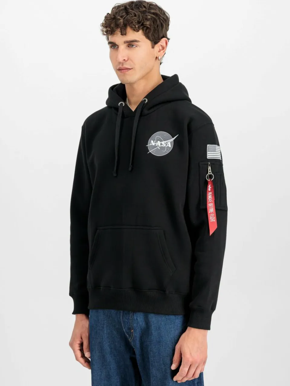 Alpha Industries Sweatshirts & Sweatjacken<Herren Kapuzensweatshirt schwarz bedruckt