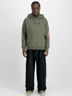 Alpha Industries Sweatshirts & Sweatjacken<Herren Kapuzensweatshirt oliv bedruckt