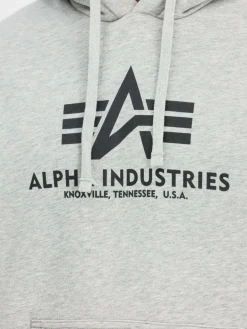 Alpha Industries Sweatshirts & Sweatjacken<Herren Kapuzensweatshirt grau bedruckt