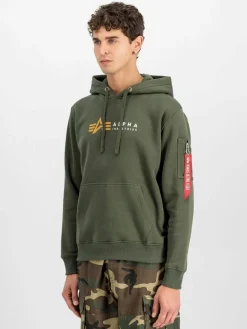 Alpha Industries Sweatshirts & Sweatjacken<Herren Kapuzensweatshirt oliv bedruckt